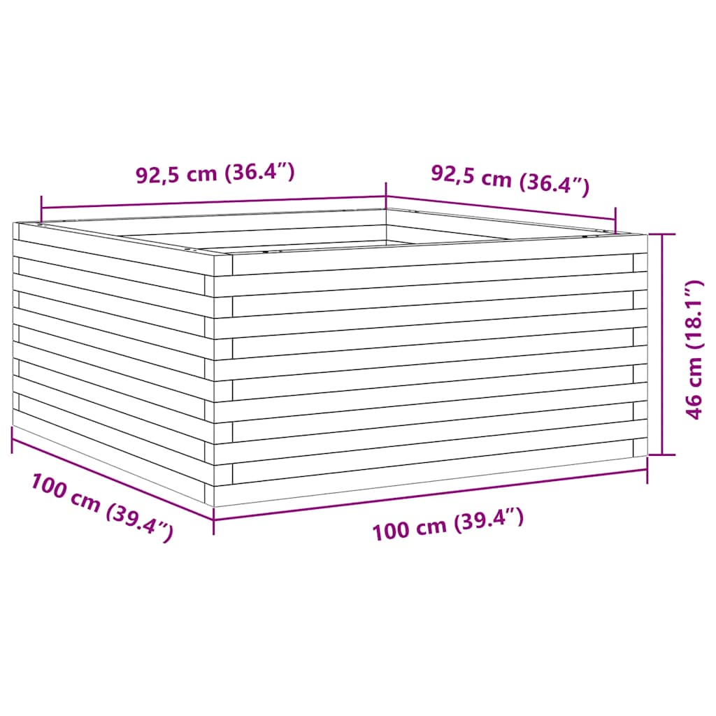vidaXL Pflanzkübel 100x100x46 cm Massivholz Douglasie
