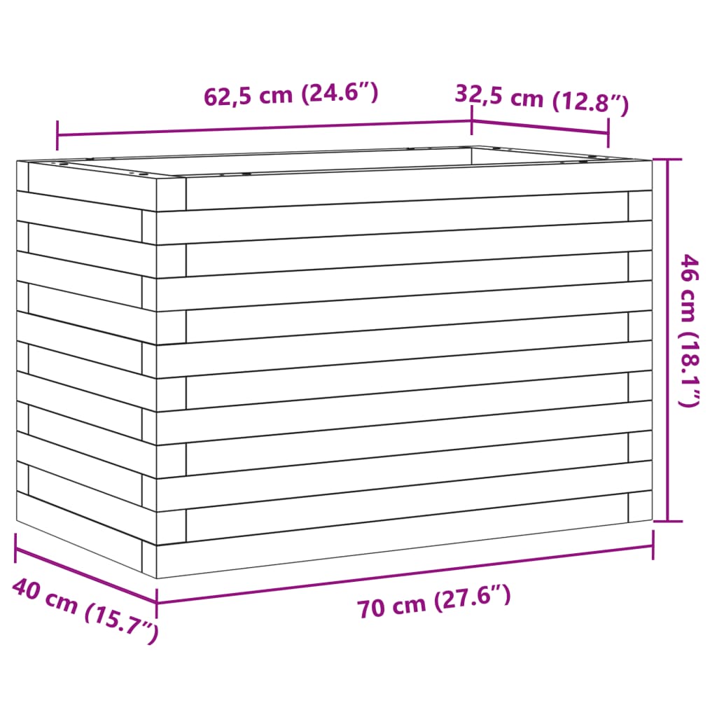 vidaXL Jardinière marron miel 70x40x46 cm bois de pin massif