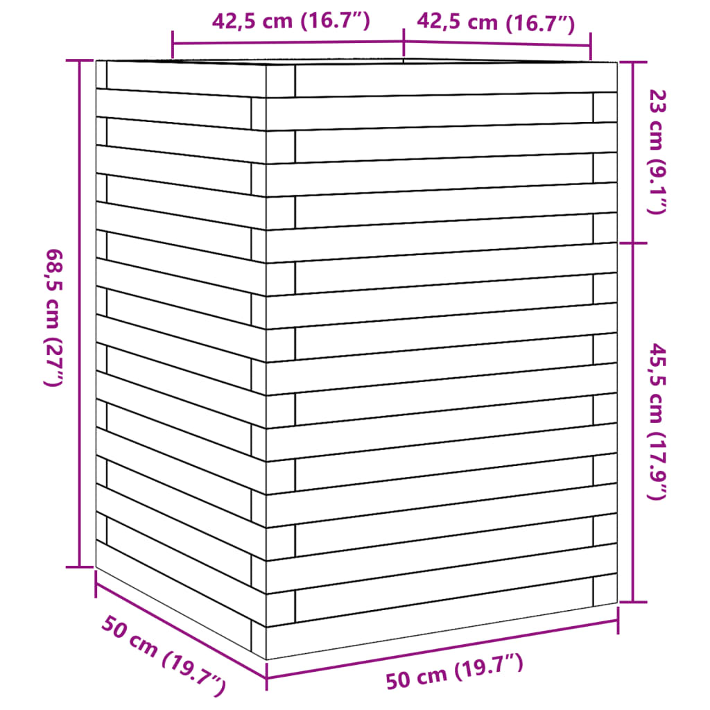 vidaXL Pflanzkübel 50x50x68,5 cm Kiefernholz Imprägniert