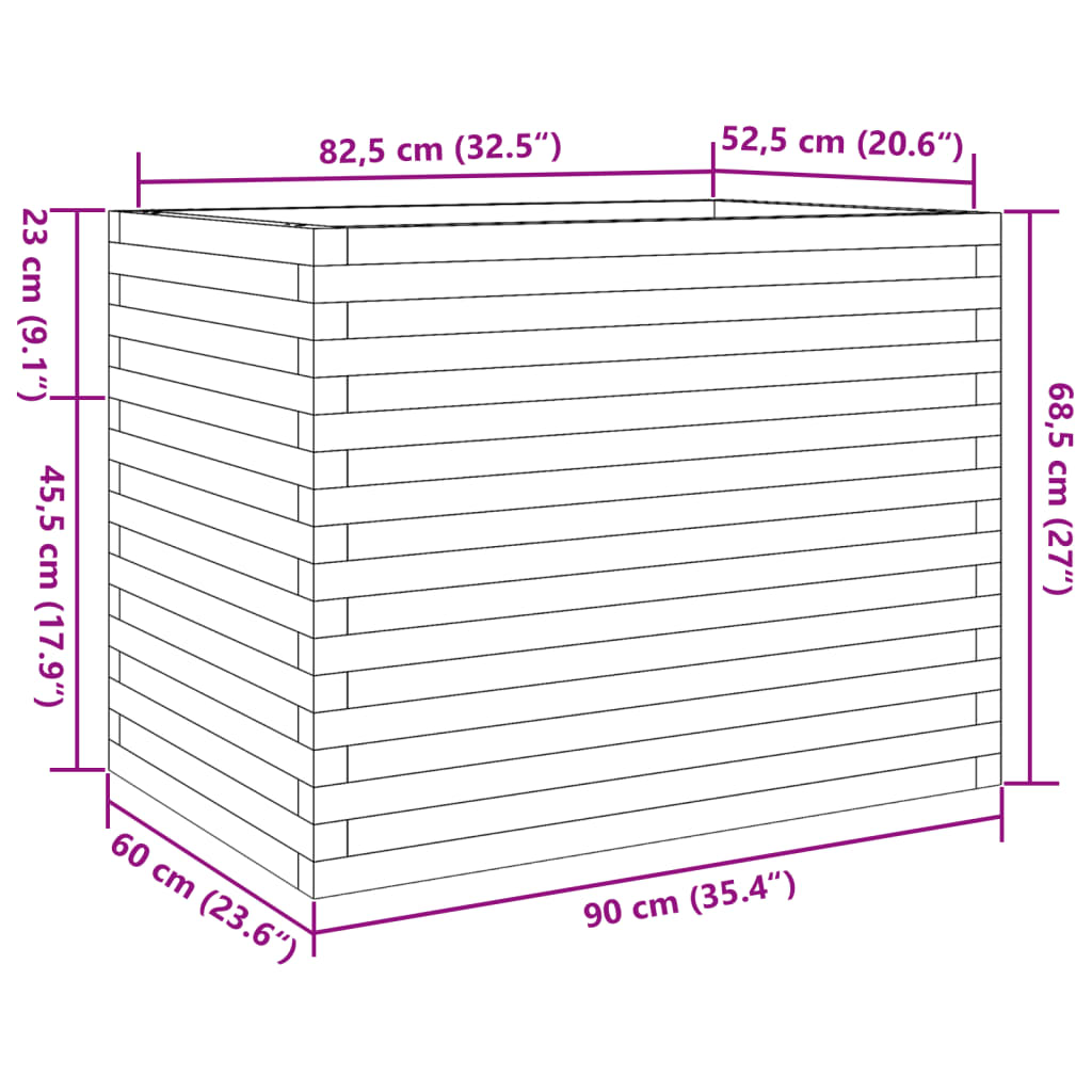 vidaXL Pflanzkübel 90x60x68,5 cm Massivholz Douglasie