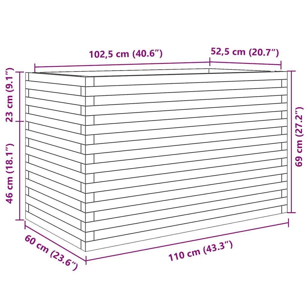 vidaXL Pflanzkübel Weiß 110x60x68,5 cm Massivholz Kiefer
