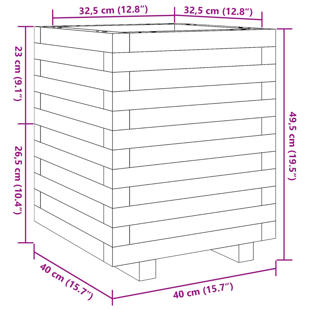 vidaXL Pflanzkübel Weiß 40x40x49,5 cm Massivholz Kiefer