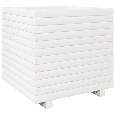 vidaXL Pflanzkübel Weiß 50x50x49,5 cm Massivholz Kiefer