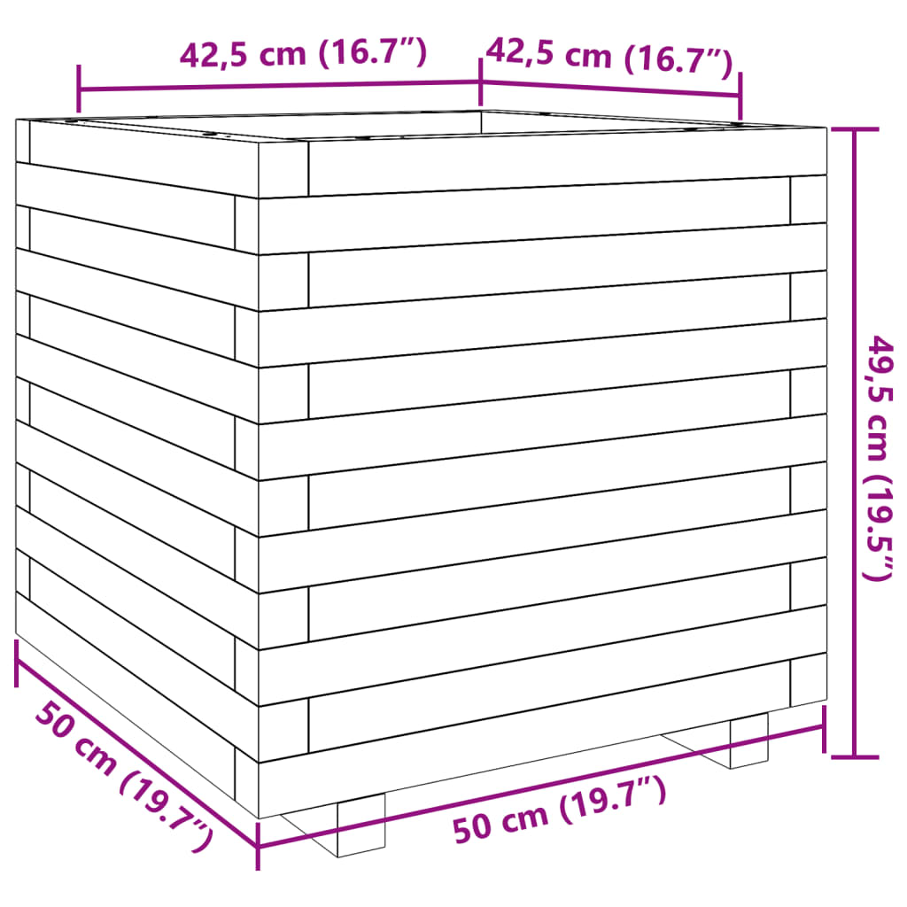 vidaXL Pflanzkübel 50x50x49,5 cm Kiefernholz Imprägniert