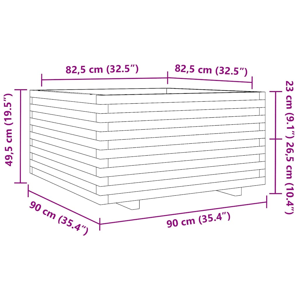 vidaXL Pflanzkübel 90x90x49,5 cm Massivholz Kiefer