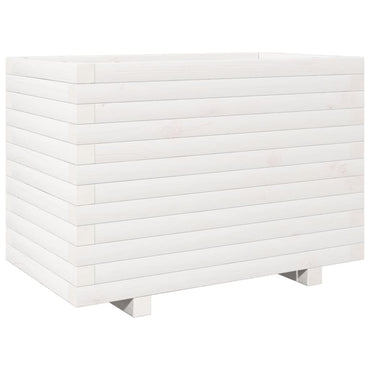 vidaXL Pflanzkübel Weiß 70x40x49,5 cm Massivholz Kiefer
