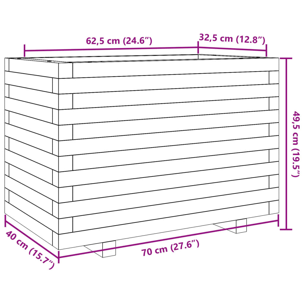 vidaXL Pflanzkübel Wachsbraun 70x40x49,5 cm Massivholz Kiefer