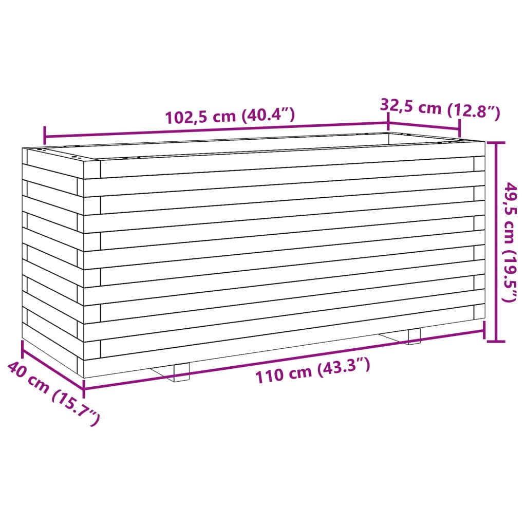 vidaXL Pflanzkübel Wachsbraun 110x40x49,5 cm Massivholz Kiefer