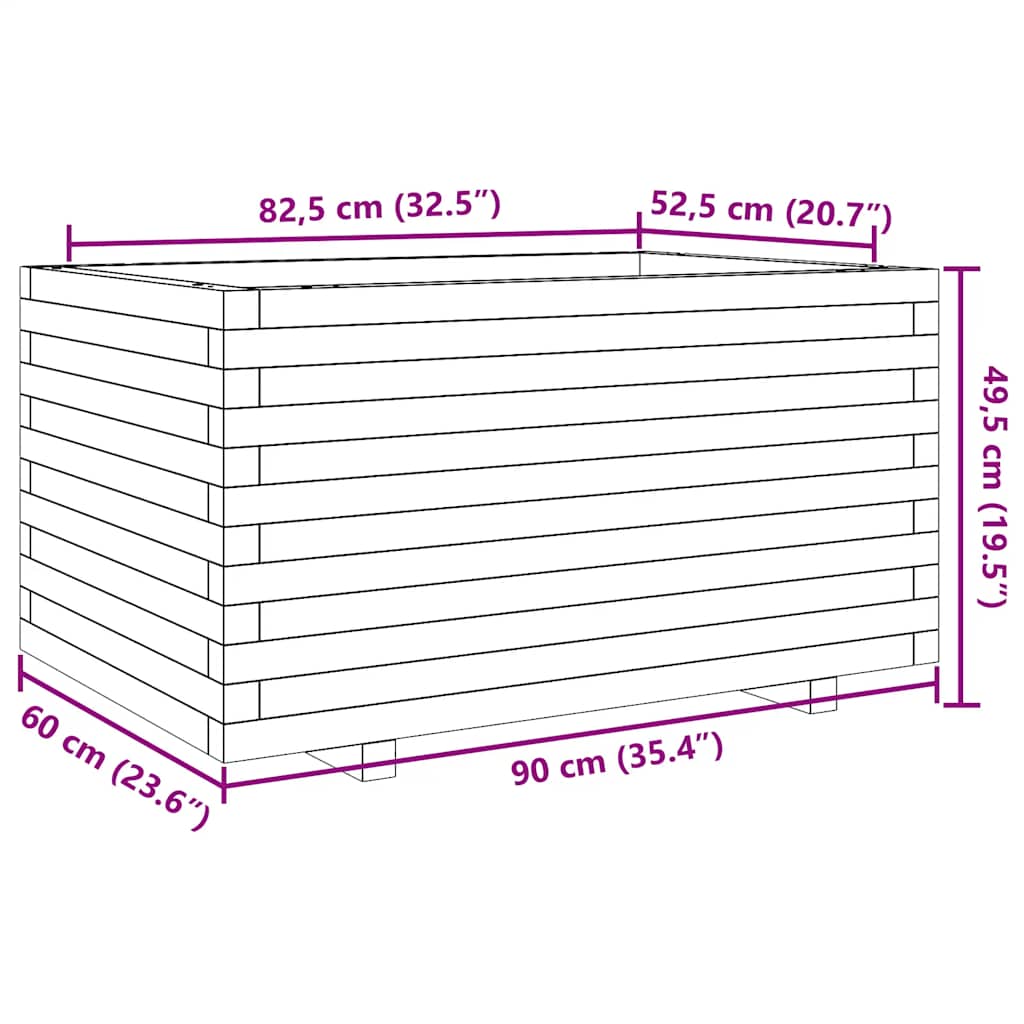 vidaXL Pflanzkübel 90x60x49,5 cm Massivholz Kiefer
