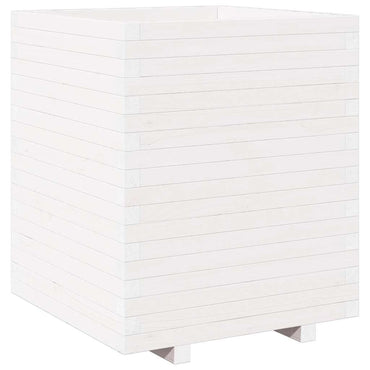 vidaXL Pflanzkübel Weiß 60x60x72,5 cm Massivholz Kiefer
