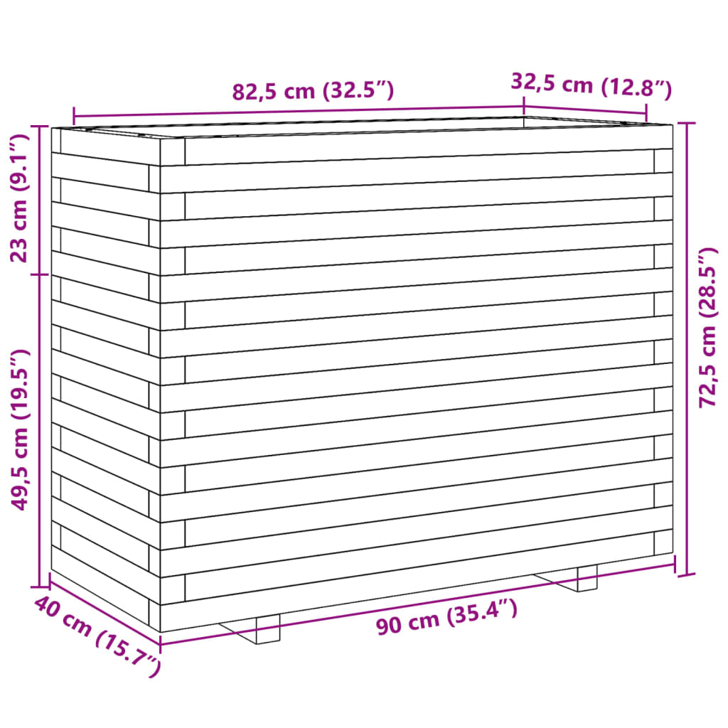 vidaXL Pflanzkübel 90x40x72,5 cm Massivholz Kiefer
