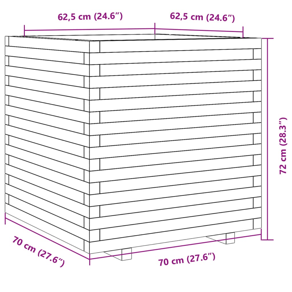 vidaXL Pflanzkübel 70x70x72 cm Kiefernholz Imprägniert