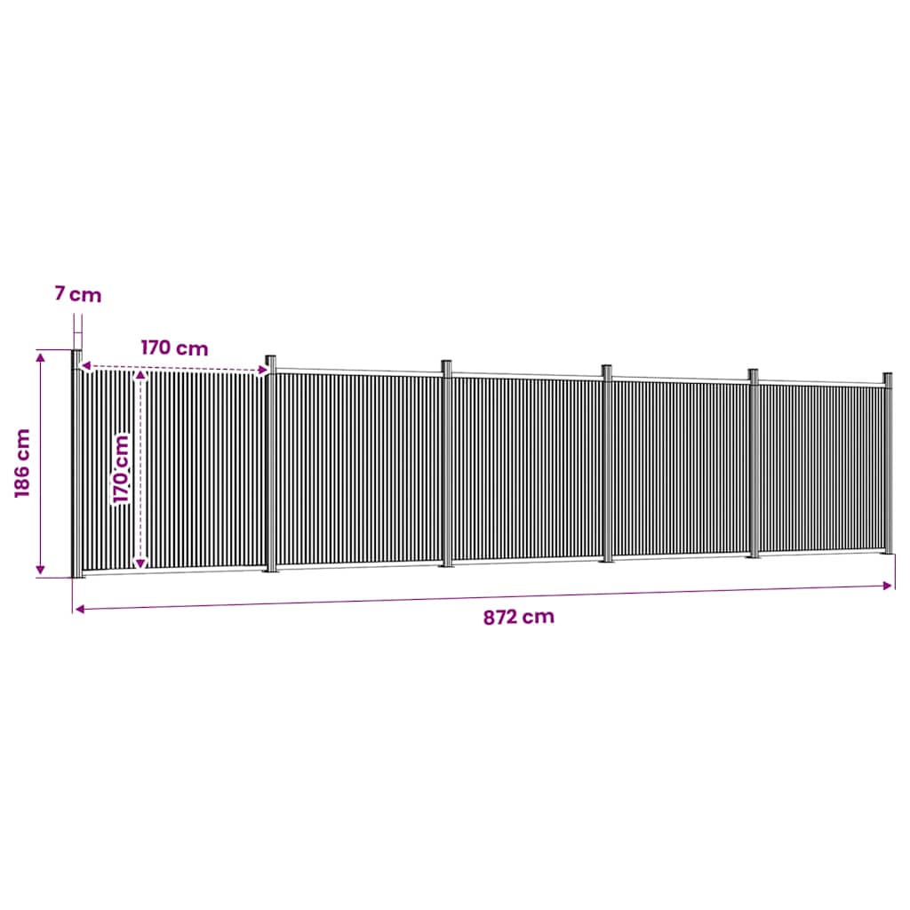 vidaXL Panneau de clôture gris 872x186 cm WPC