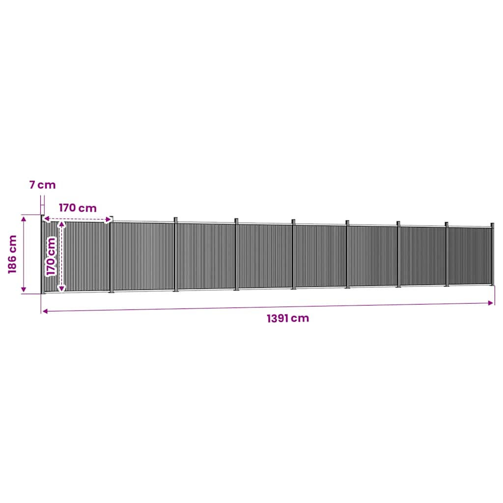 vidaXL Zaunelement Grau 1391x186 cm WPC