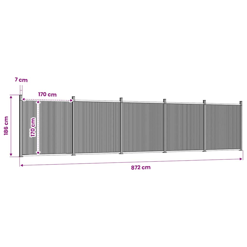 vidaXL Zaunelement Braun 872x186 cm WPC