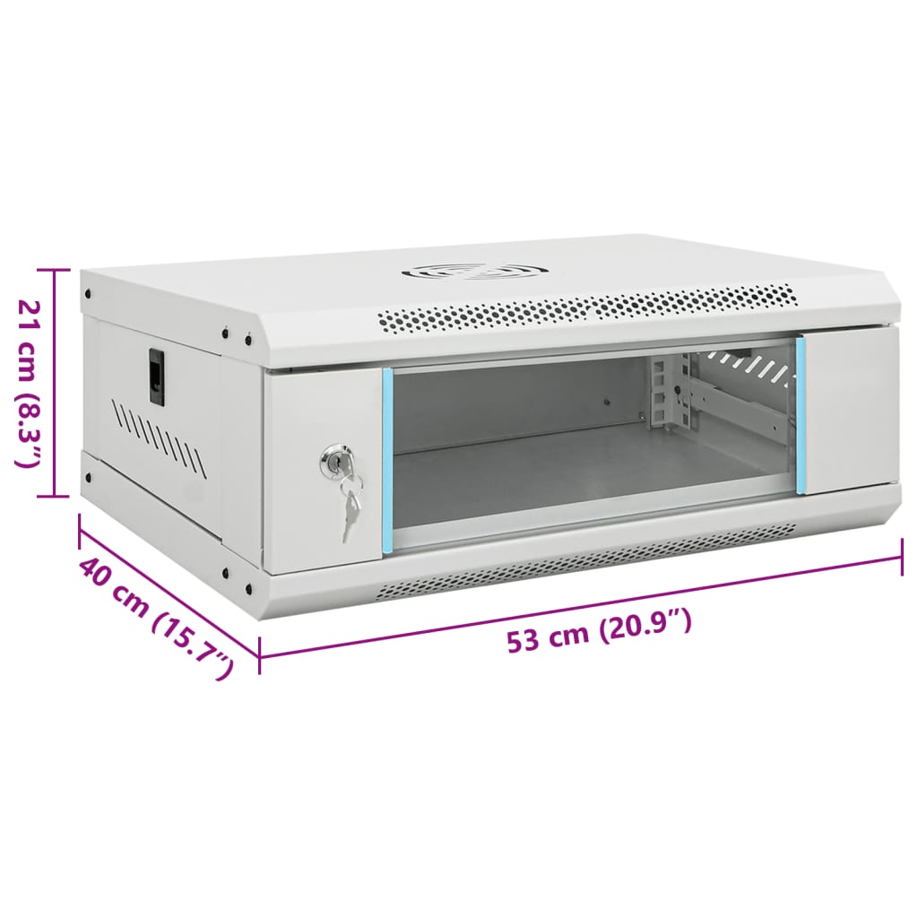 vidaXL 4U Wand-Netzwerkschrank 19" IP20 53x40x21 cm
