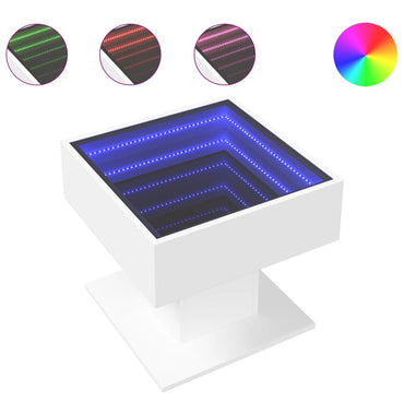 vidaXL LED-Couchtisch Weiß 50x50x45 cm Holzwerkstoff