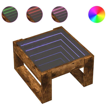 vidaXL Couchtisch mit Infinity-LED Räuchereiche 50x53x30 cm