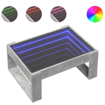 vidaXL Table basse avec LED Infinity Gris béton 70x53x30 cm