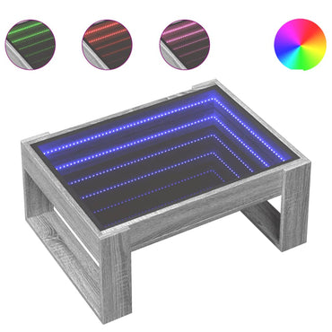 vidaXL Table basse avec LED Infinity Gris Sonoma 70x53x30 cm