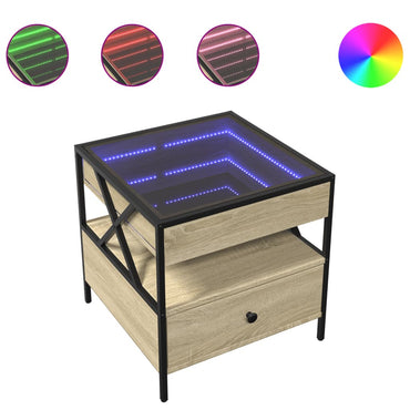 vidaXL Couchtisch mit Infinity-LED Sonoma-Eiche 50x50x51 cm