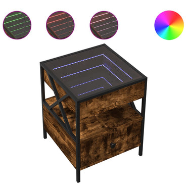 vidaXL Couchtisch mit Infinity-LED Räuchereiche 40x40x51 cm