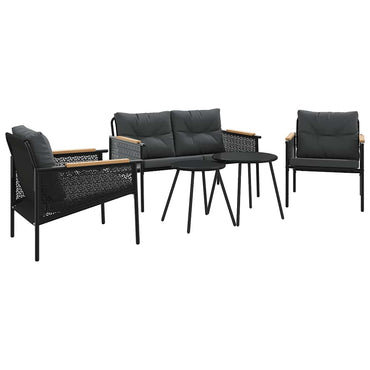 vidaXL Ensemble de mobilier de balcon 5 pcs avec coussins Noir Acier