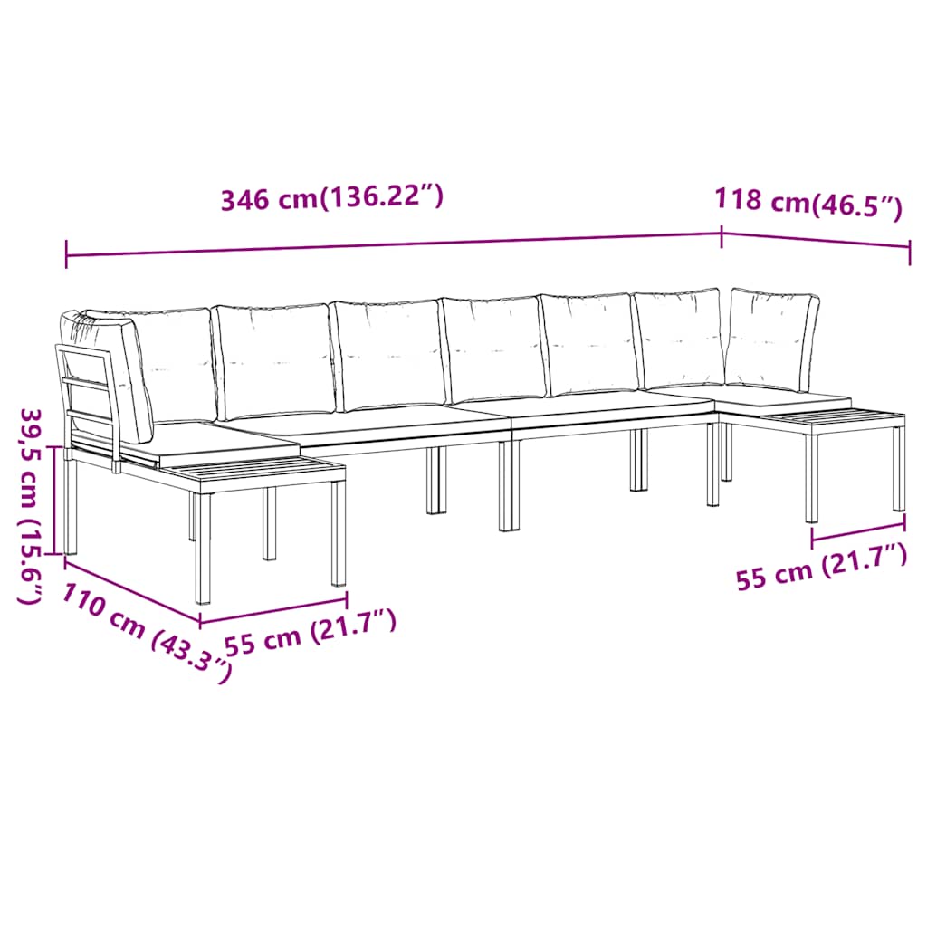 vidaXL 4-tlg. Garten-Sofagarnitur mit Kissen Schwarz Stahl