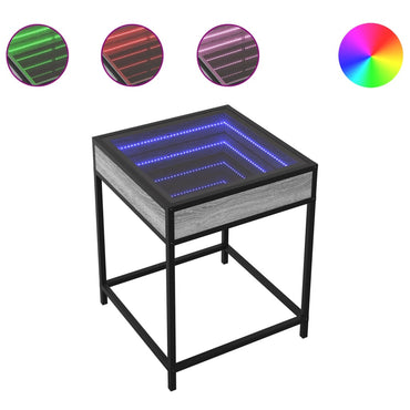 vidaXL Table de chevet LED Infinity gris Sonoma 40x40x51 cm