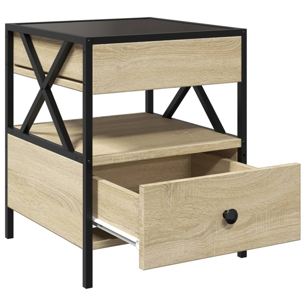 vidaXL Nachttisch mit Infinity-LED Sonoma-Eiche 40x40x51 cm