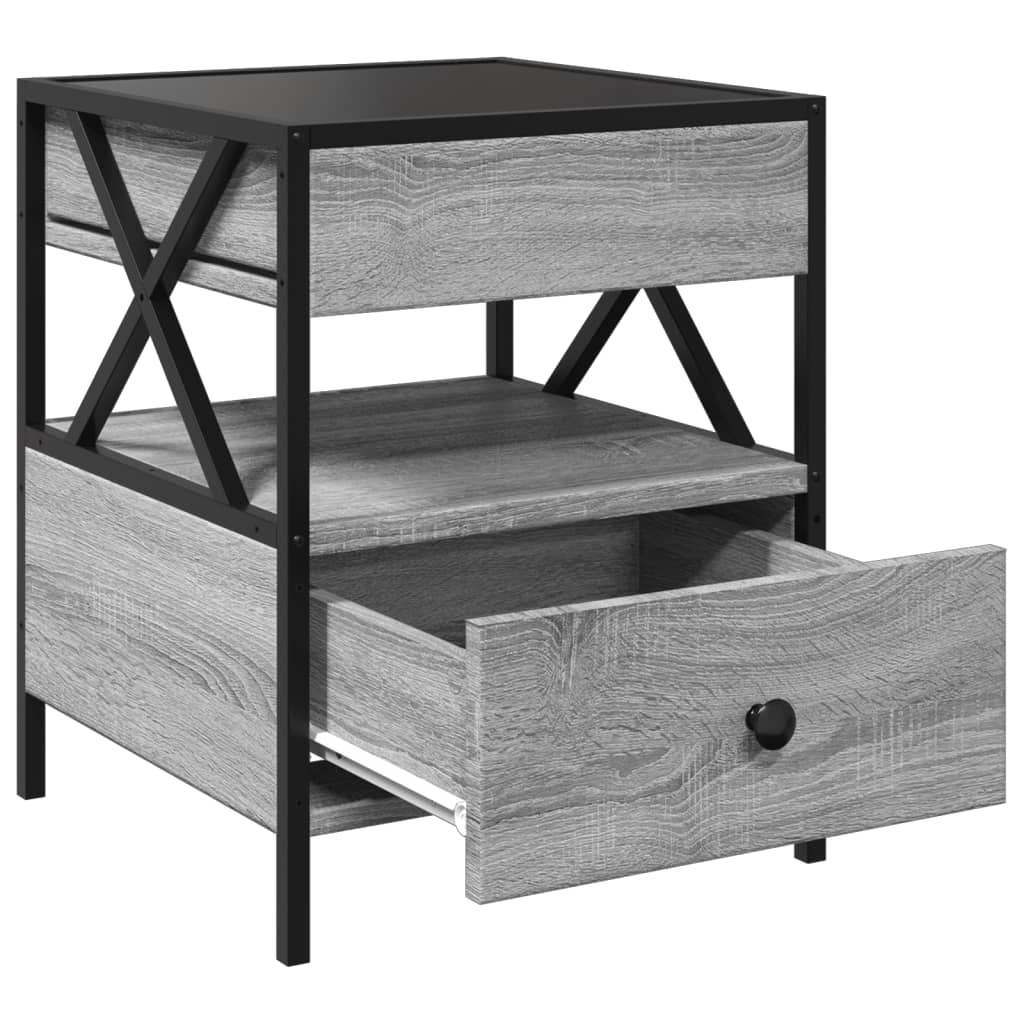vidaXL Nachttisch mit Infinity-LED Grau Sonoma 40x40x51 cm
