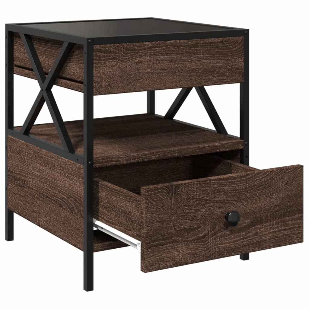 vidaXL Nachttisch mit Infinity-LED Braun Eichen-Optik 40x40x51 cm
