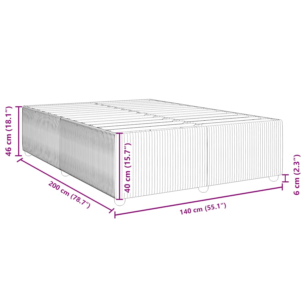 vidaXL Cadre de lit sans matelas Marron foncé 140x200 cm Tissu