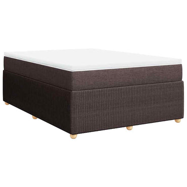vidaXL Lit tapissier avec matelas Marron foncé 140x200 cm Tissu