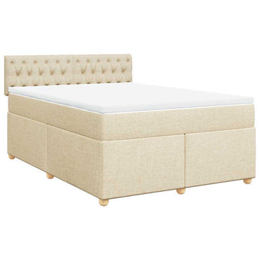 vidaXL Lit coffre avec matelas crème 140x190 cm Tissu