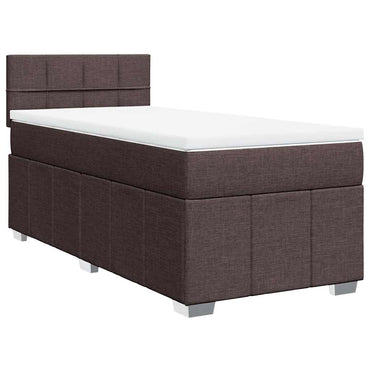 vidaXL Lit boxspring avec matelas Marron foncé 90x200 cm Tissu