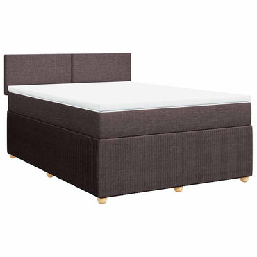 vidaXL Lit tapissier avec matelas Marron foncé 140x200 cm Tissu