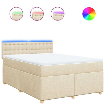 vidaXL Lit coffre avec matelas crème 140x190 cm Tissu
