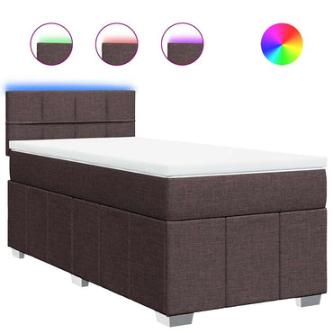 vidaXL Lit boxspring avec matelas Marron foncé 90x200 cm Tissu