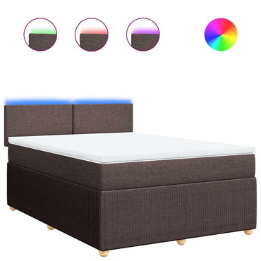 vidaXL Lit tapissier avec matelas Marron foncé 140x200 cm Tissu