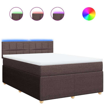 vidaXL Lit tapissier avec matelas Marron foncé 140x200 cm Tissu