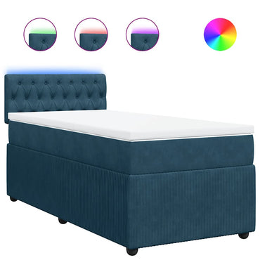 vidaXL Boxspringbett mit Matratze Blau 80x200 cm Samt