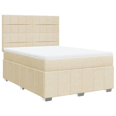 vidaXL Lit boxspring avec matelas crème 160x200 cm Tissu