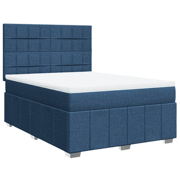 vidaXL Lit coffre tapissier avec matelas Bleu 160x200 cm Tissu