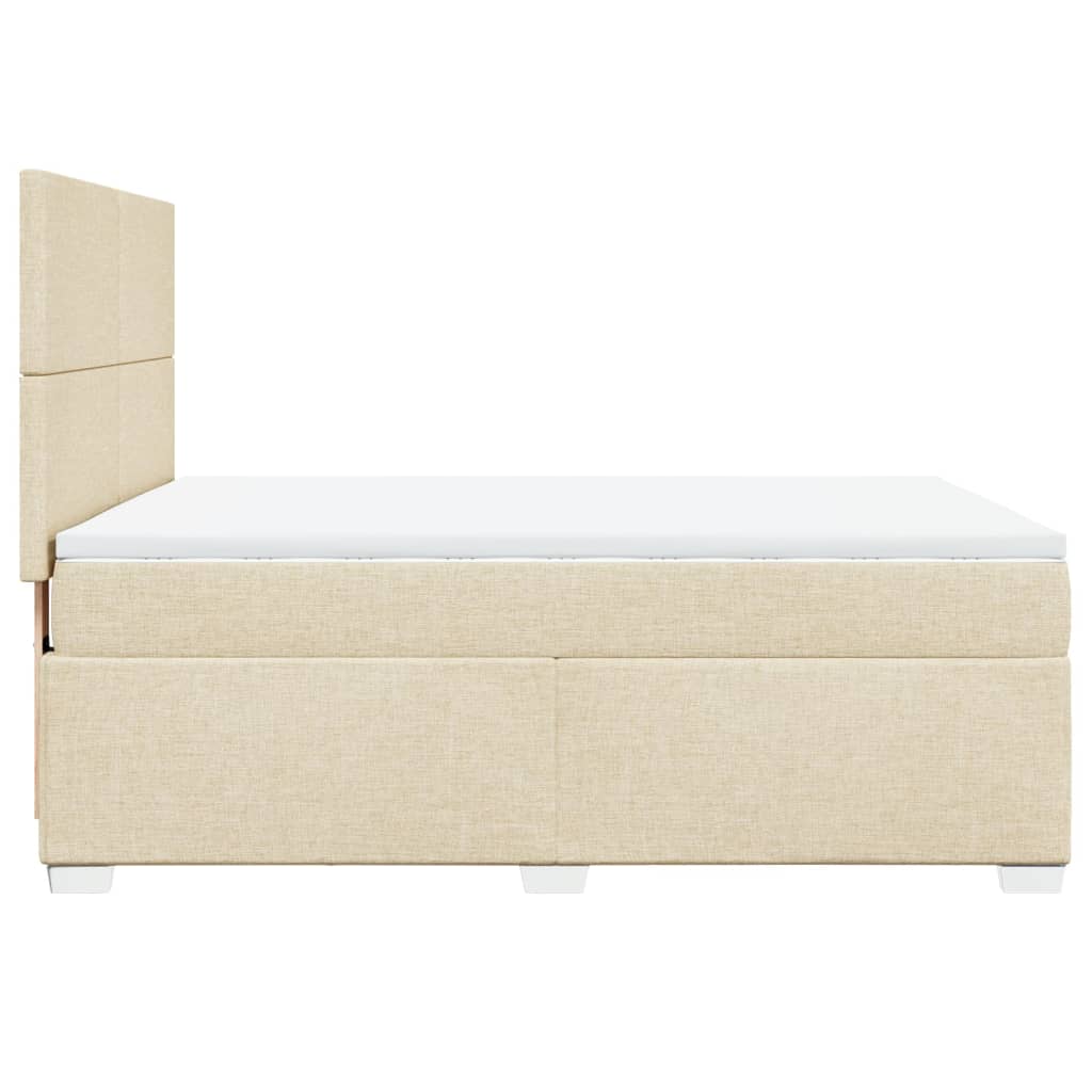 Boxspringbett mit Matratze Creme 140x190 cm Stoff