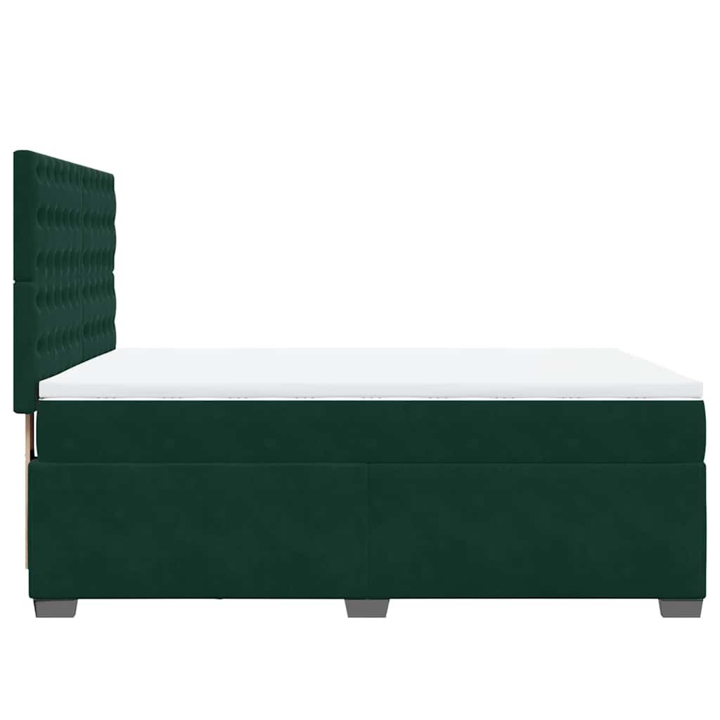 Boxspringbett mit Matratze Dunkelgrün 140x190 cm Samt