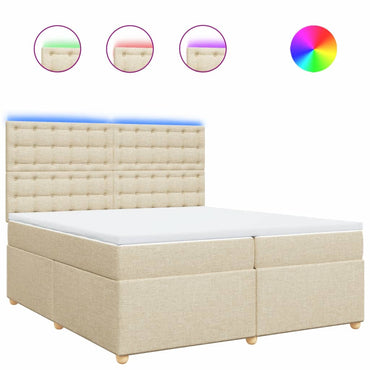 vidaXL Lit tapissier avec matelas Crème 200x200 cm Tissu