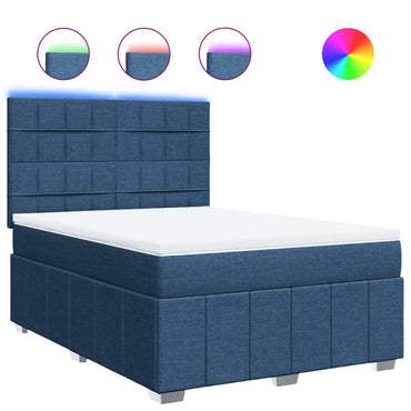 vidaXL Lit coffre tapissier avec matelas Bleu 160x200 cm Tissu