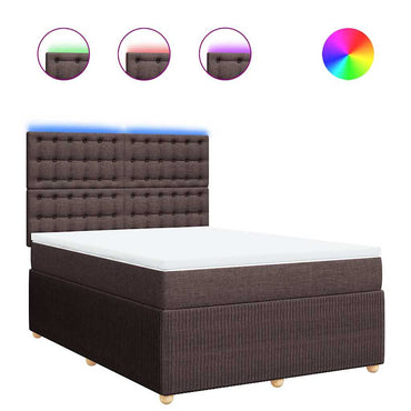 vidaXL Lit tapissier avec matelas Marron foncé 140x200 cm Tissu