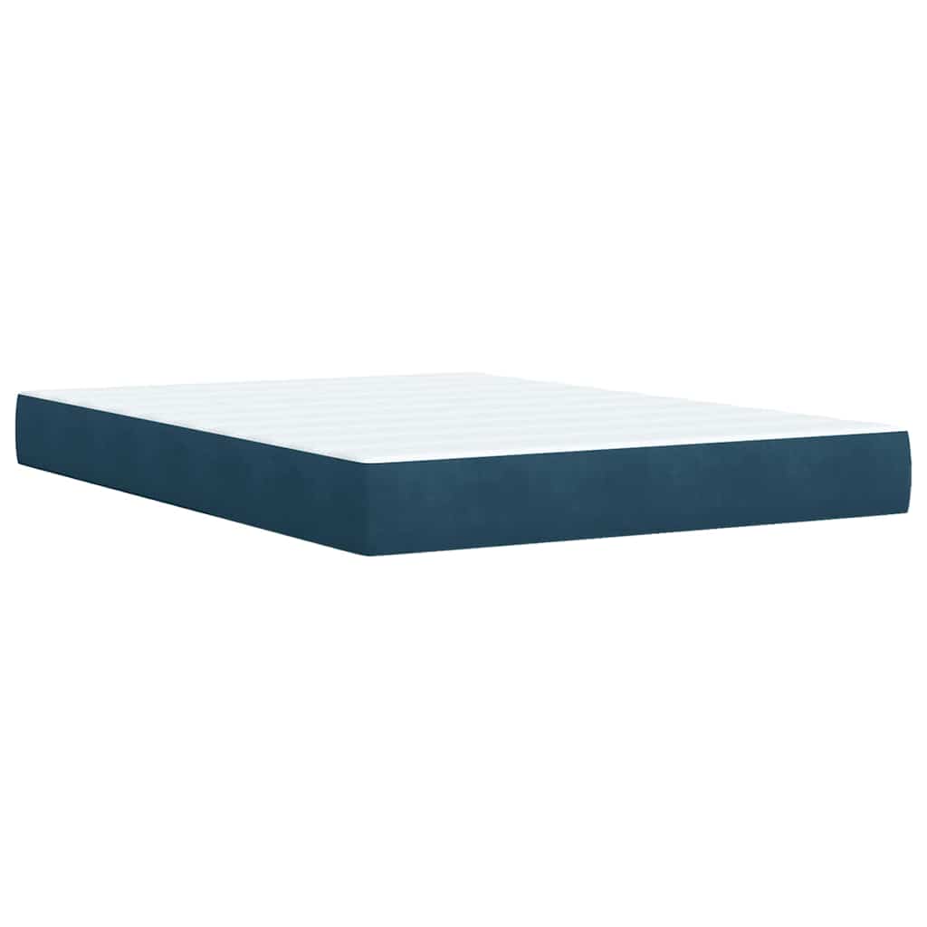 Boxspringbett mit Matratze Blau 140x190 cm Samt